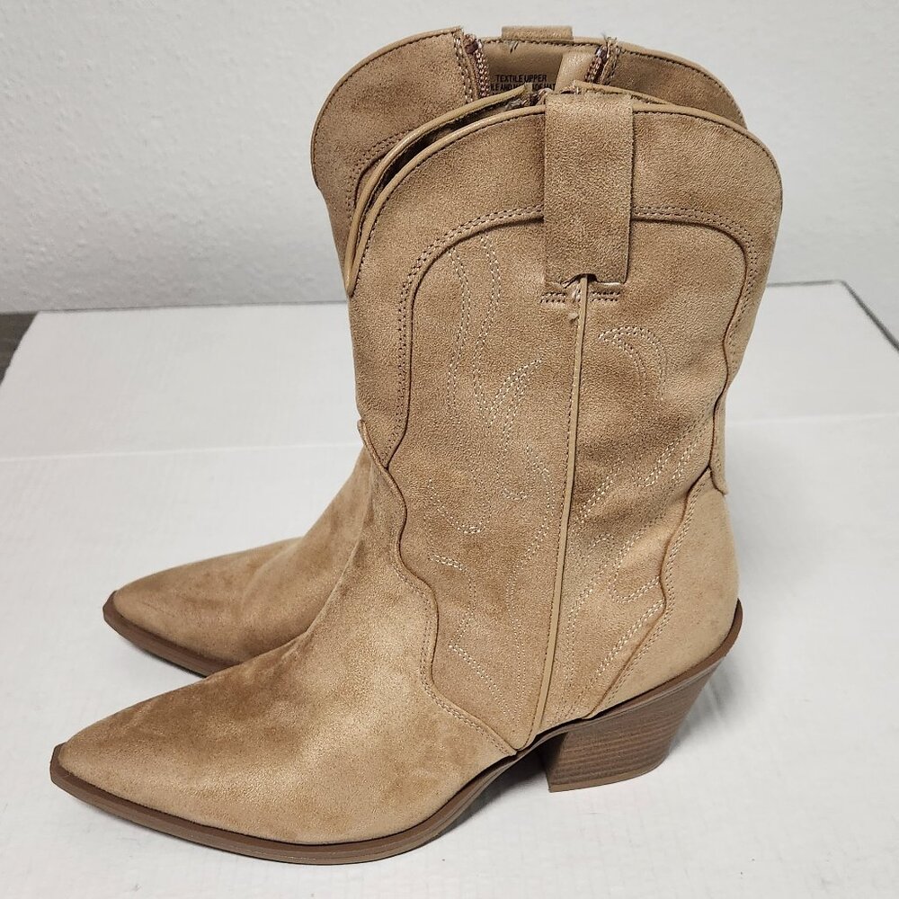 Universal Thread Women's Size 11M Jacey Tan Faux Suede Country Western Boots - Picture 2 of 11